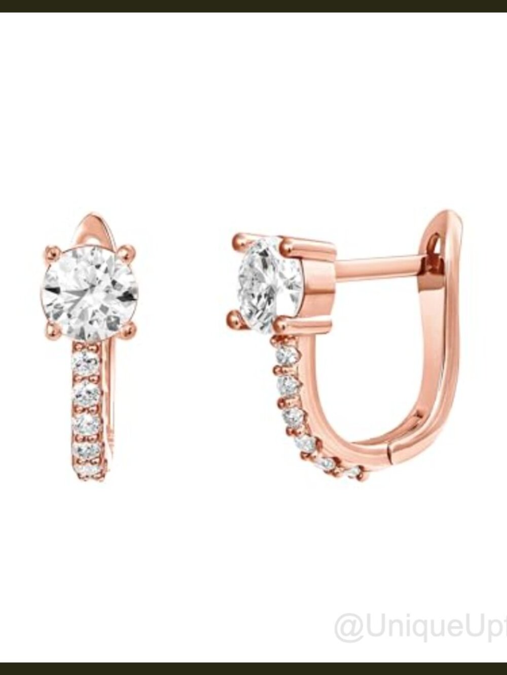 14K Gold Plated 925 Sterling Silver Huggie Earrings CZ Cuff